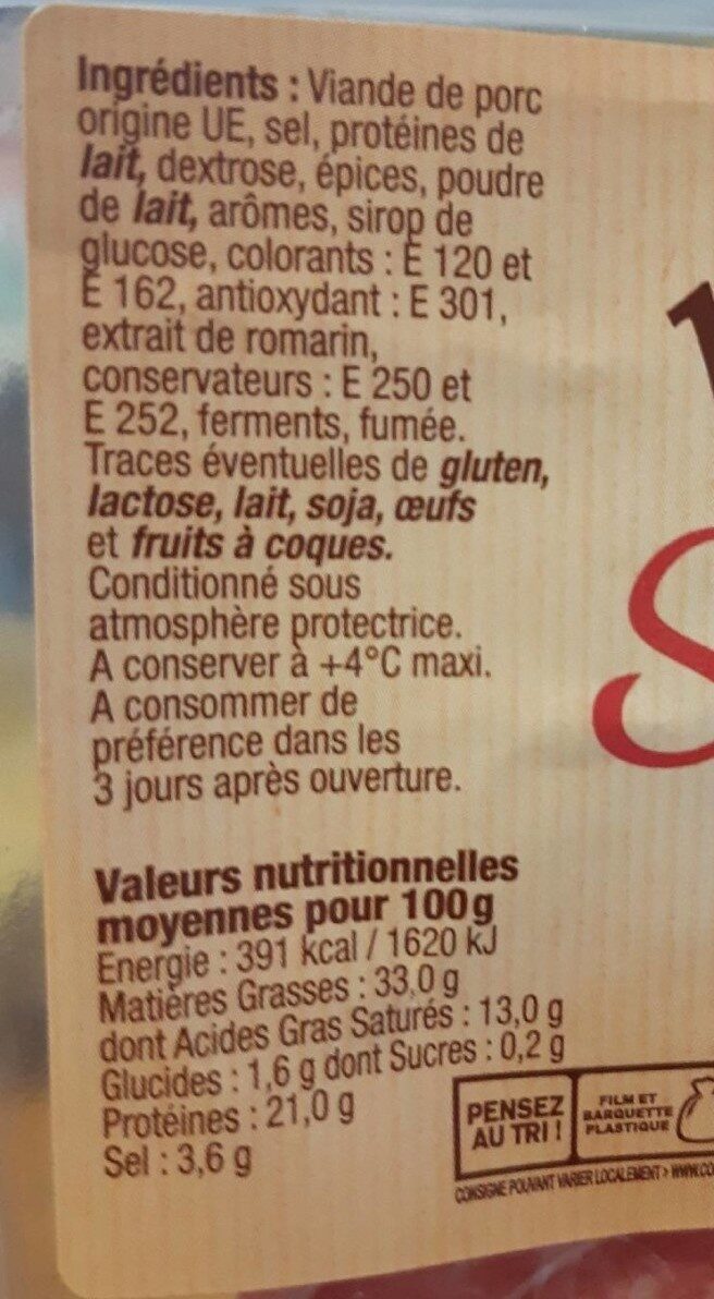 10 tranches de Salami - Nutrition facts - fr