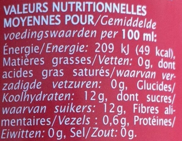 Grenade pour jus - Nutrition facts - fr