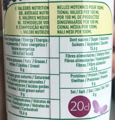 Pur jus de raisin bio - Nutrition facts - fr