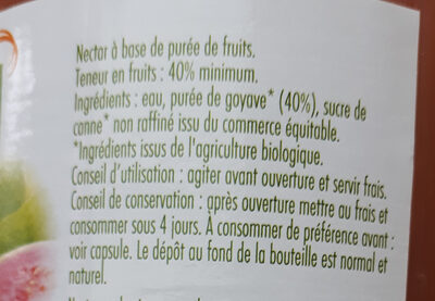 Nectar Goyave de Martinique - Ingredients - fr
