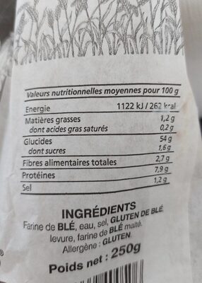 Baguette de tradition française - Voedingswaarden - fr