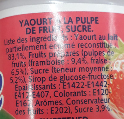 Caresse mixé fraise, framboise - Ingredientes - fr