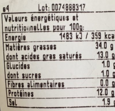 Sauc Francfort - Nutrition facts - fr