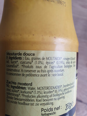 MOUTARDE DOUCE EPICES CURCUMA BIO - Ingredients - fr