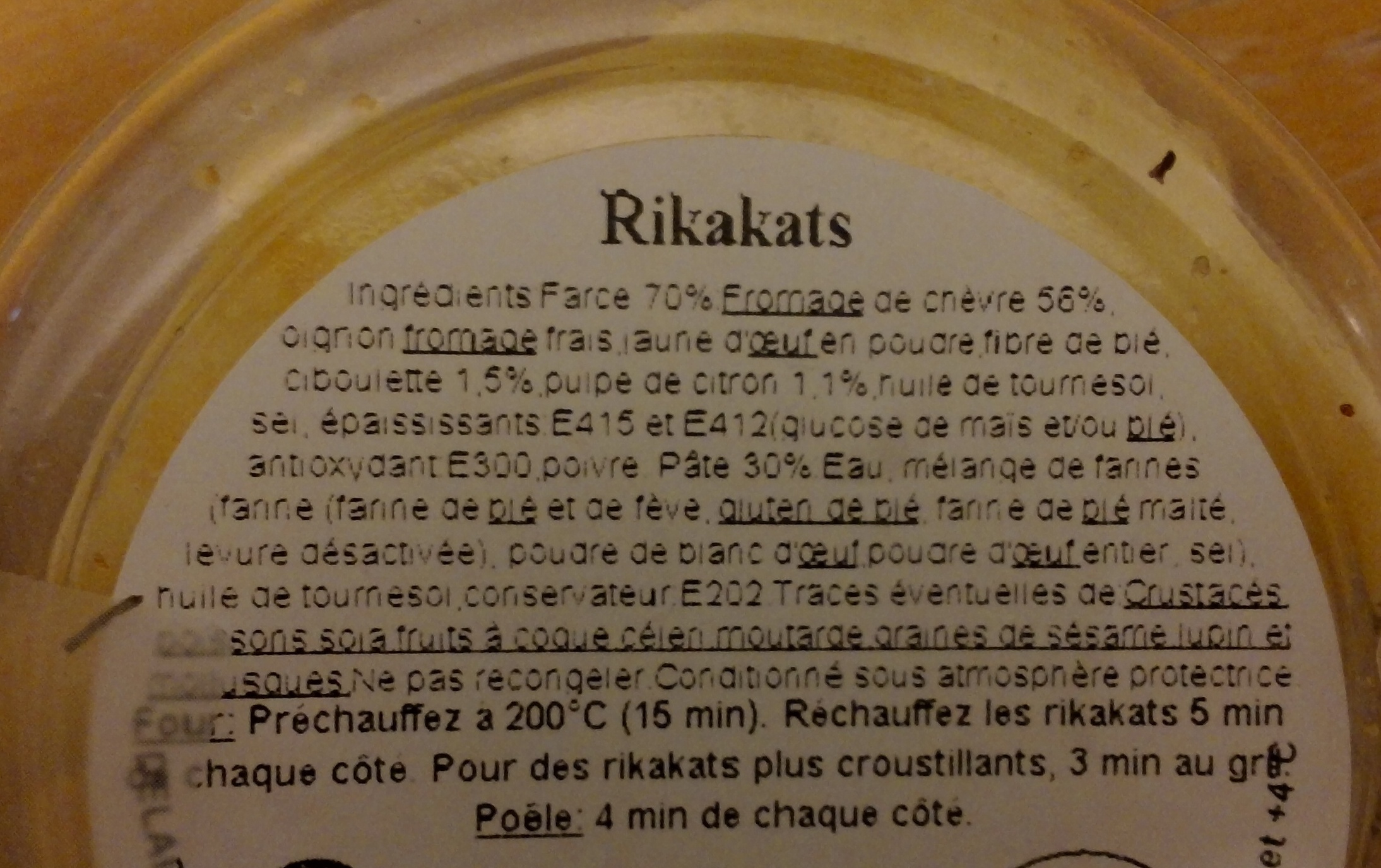 5 rikakats fromage de chèvre, citron & ciboulette - Tableau nutritionnel