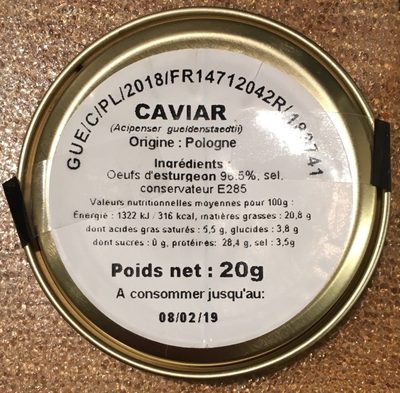 Caviar oscietre - Ingrédients