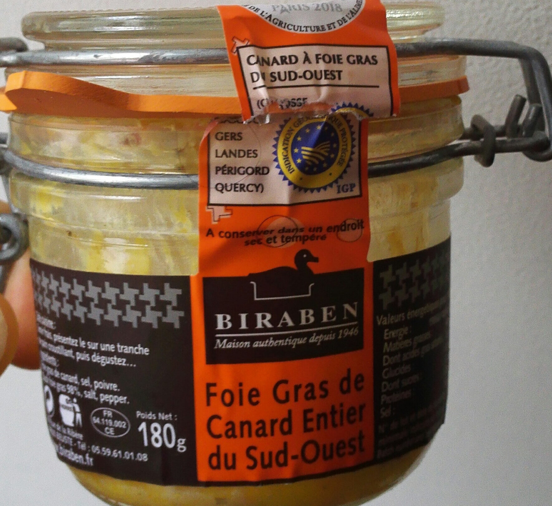 Foie gras de canard entier du Sud Ouest BIRABEN - Produit