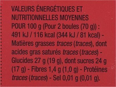 Sorbet Fraise de Dordogne - Tableau nutritionnel