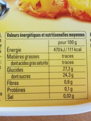 Grand'Saveurs sorbet ananas avec morceaux - Voedingswaarden - fr