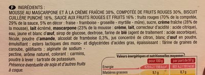 Mon Tiramisu aux fruits rouges - Ingrediënten - fr