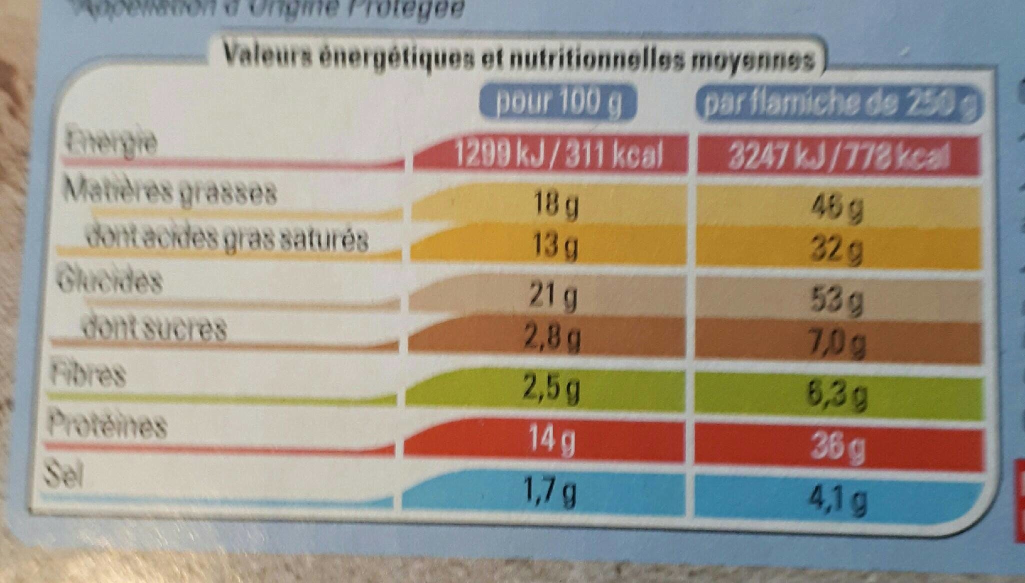 Flamiche au maroilles - Nutrition facts - fr