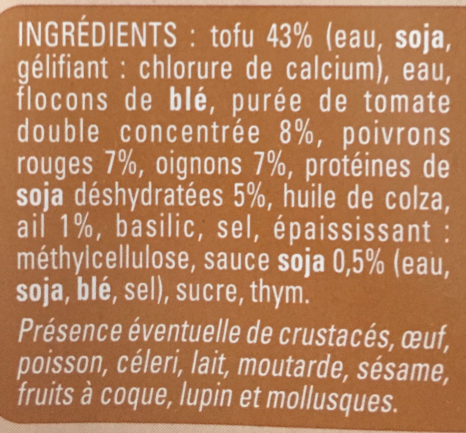 Steaks de tofu - Ingredients - fr