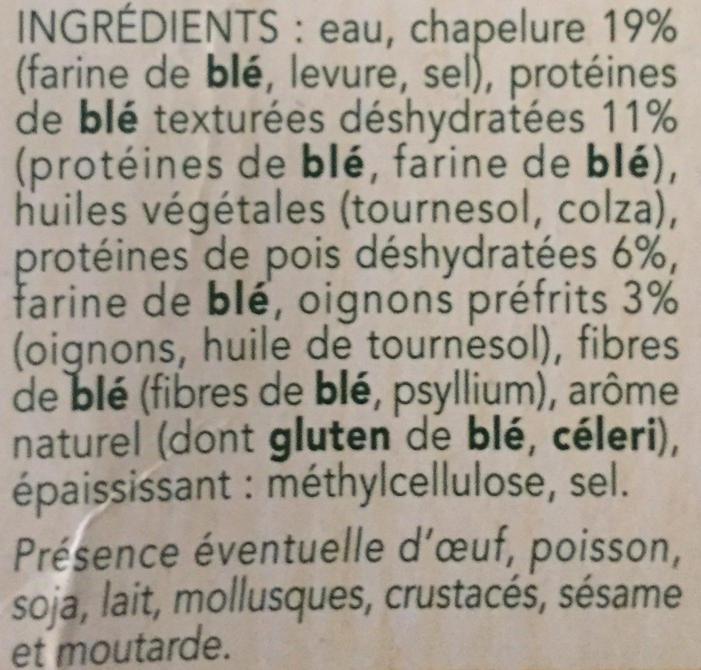 Végétal Nuggets de Blé et Pois - Ingrédients