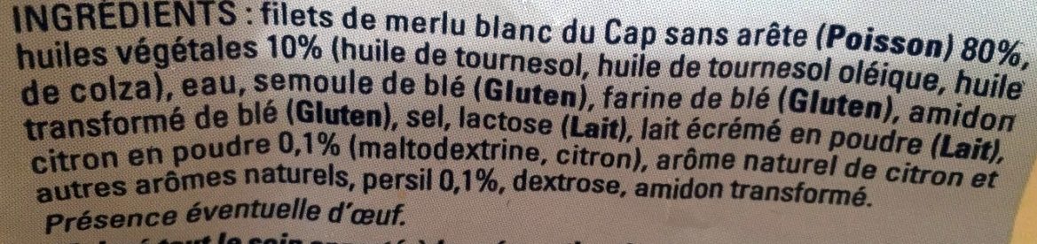 Filets de Merlu Blanc du Cap Meunière Citron-Persil - Ingredients - fr
