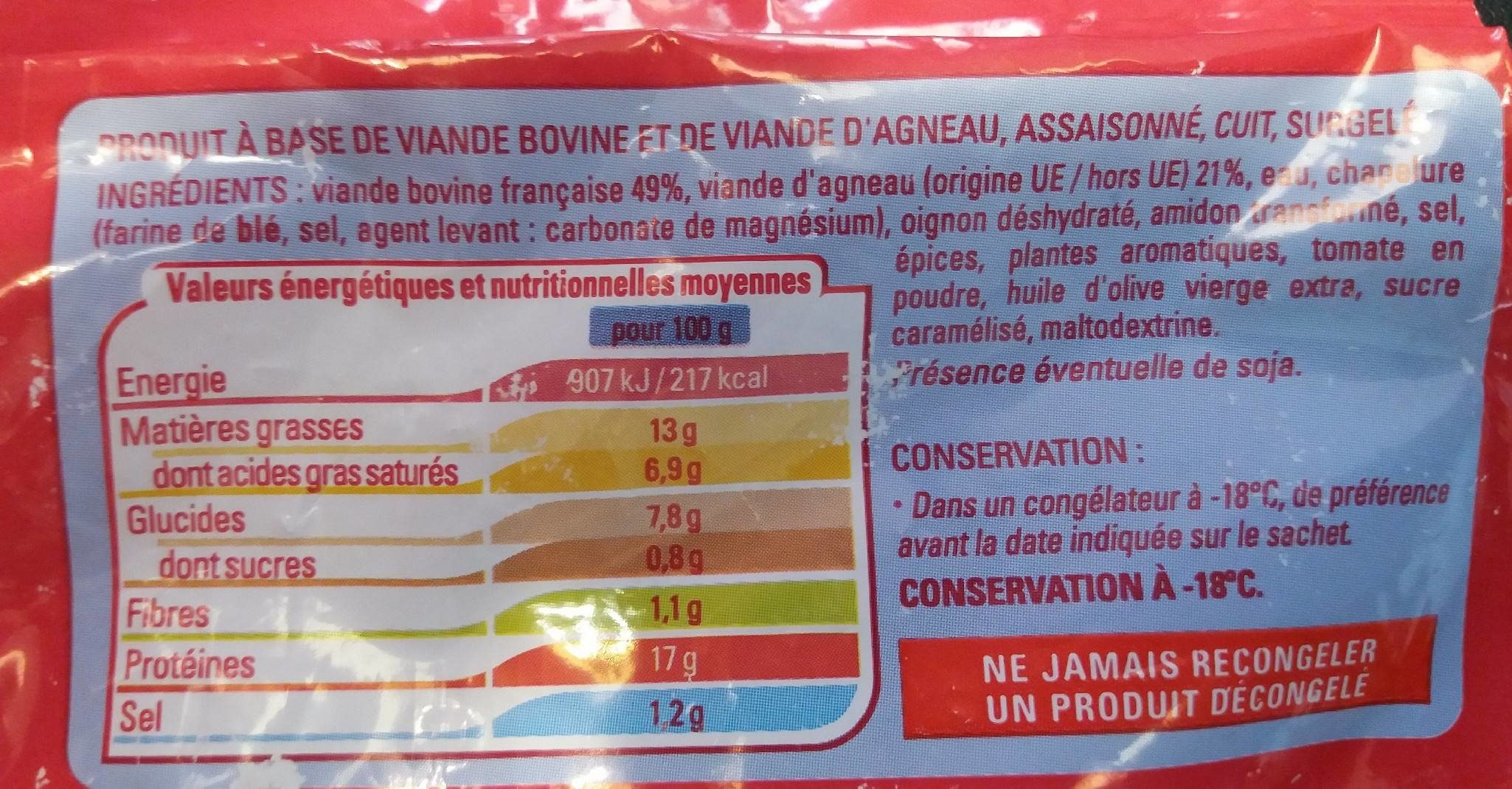 Boulettes kefta - Nutrition facts - fr