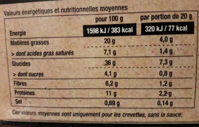 Duo de crevettes croustillantes - Nutrition facts - fr