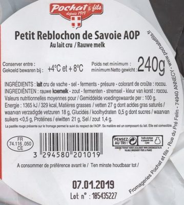 Reblochon de Savoie - Ingredients - fr