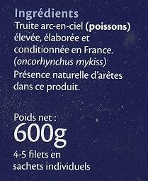 Filets de truite arc-en-ciel surgelés - Ingredients - fr