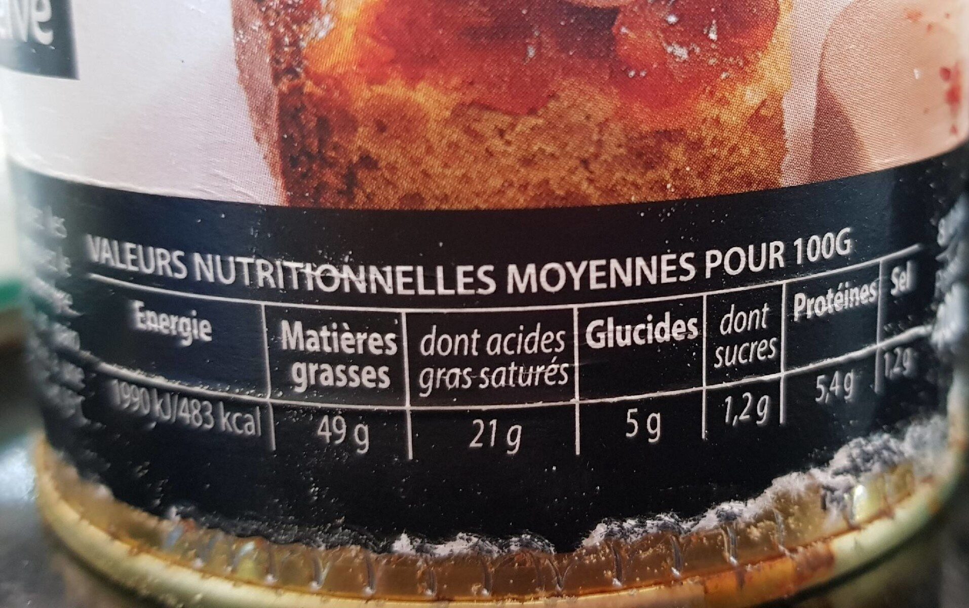 Bloc de foie gras de canard - Nutrition facts - fr