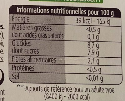 Compotes Pommes Rhubarbe sans sucres ajoutés - Nutrition facts - fr