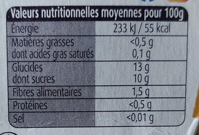 Pommes Myrtille SSA - Dados nutricionais - fr