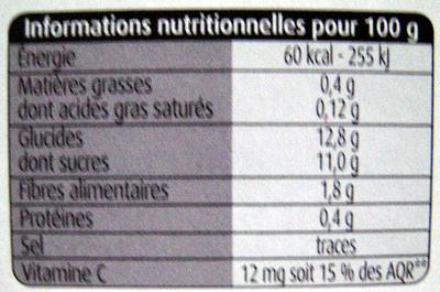 Pommes poire williams - Tableau nutritionnel