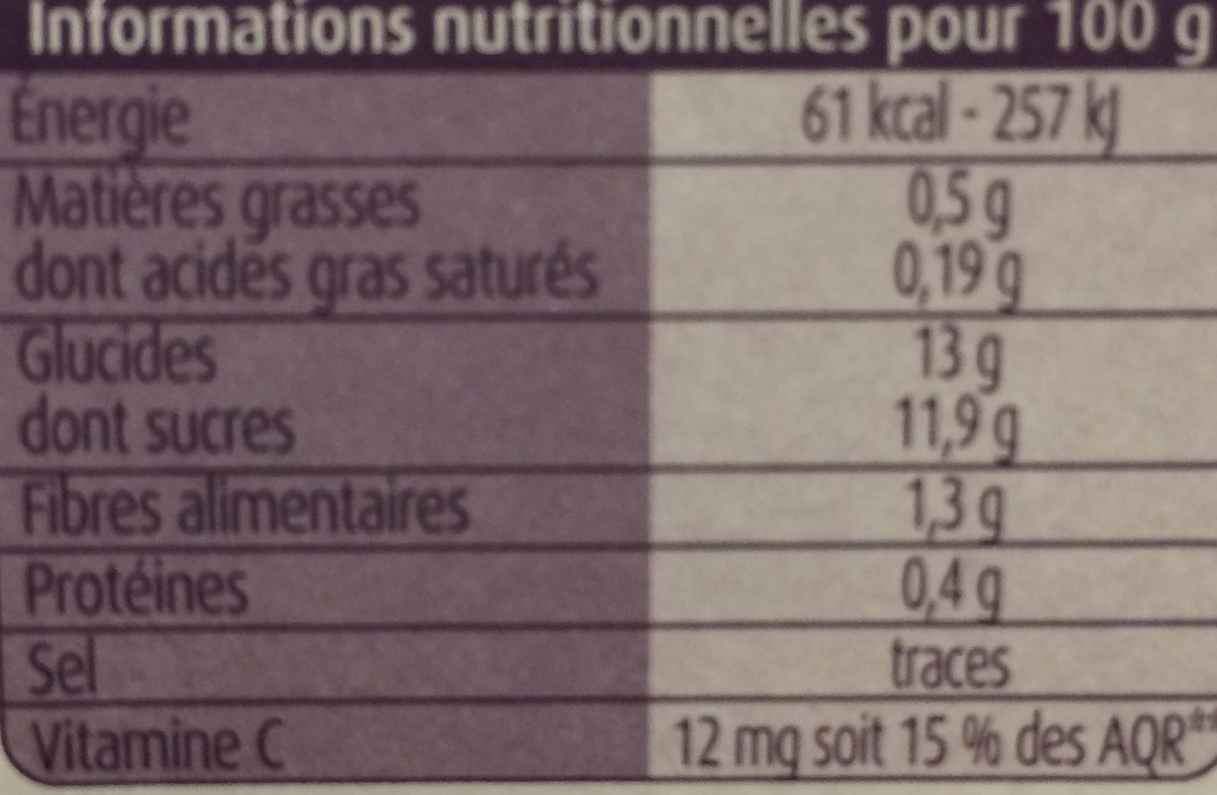 Pommes Mirabelles Sans Sucres Ajoutés - Nutrition facts - fr