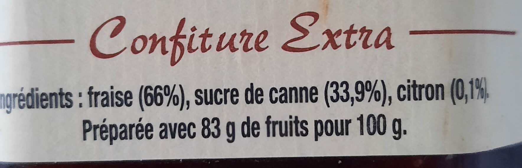 Fraise Confiture Extra - Ingredientes - fr