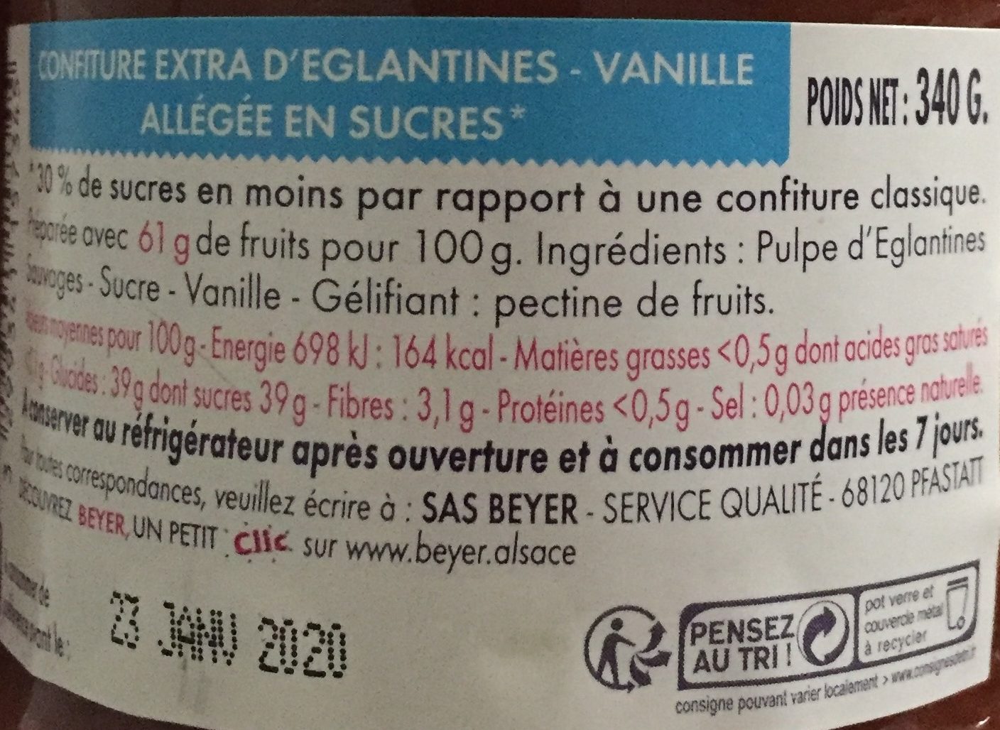 Confiture allégée églantine/vanille - Ingrediënten - fr