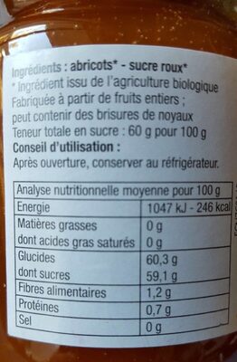 Confiture abricots - Tableau nutritionnel