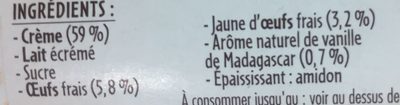 Petites Crèmes au Four Vanille de Madagascar - Ingredientes - fr