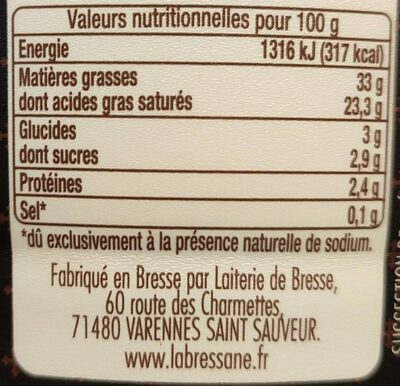Creme Epaisse Aoc 40 Cl - Nutrition facts - fr