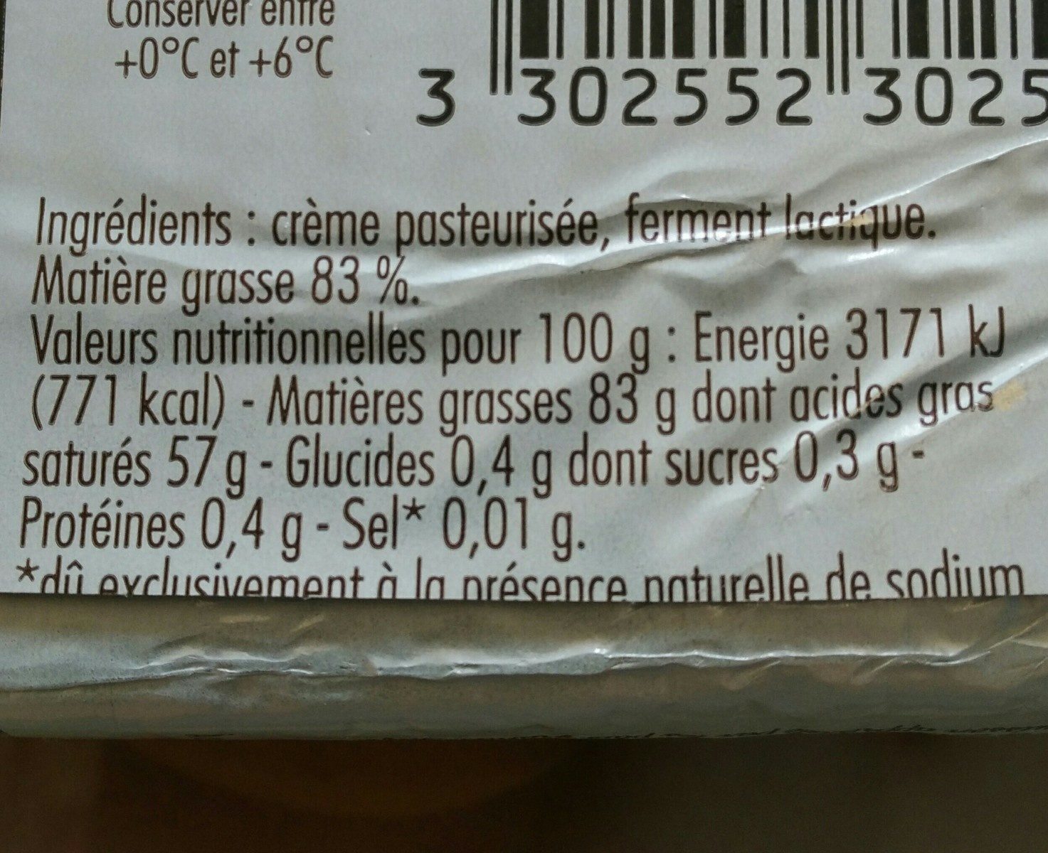 Beurre de Bresse - Ingredients - fr
