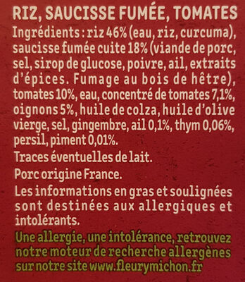 Le Rougail Saucisse et son riz créole - Ingrédients