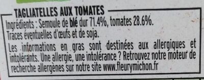 Tagliatelles aux tomates - Ingrédients
