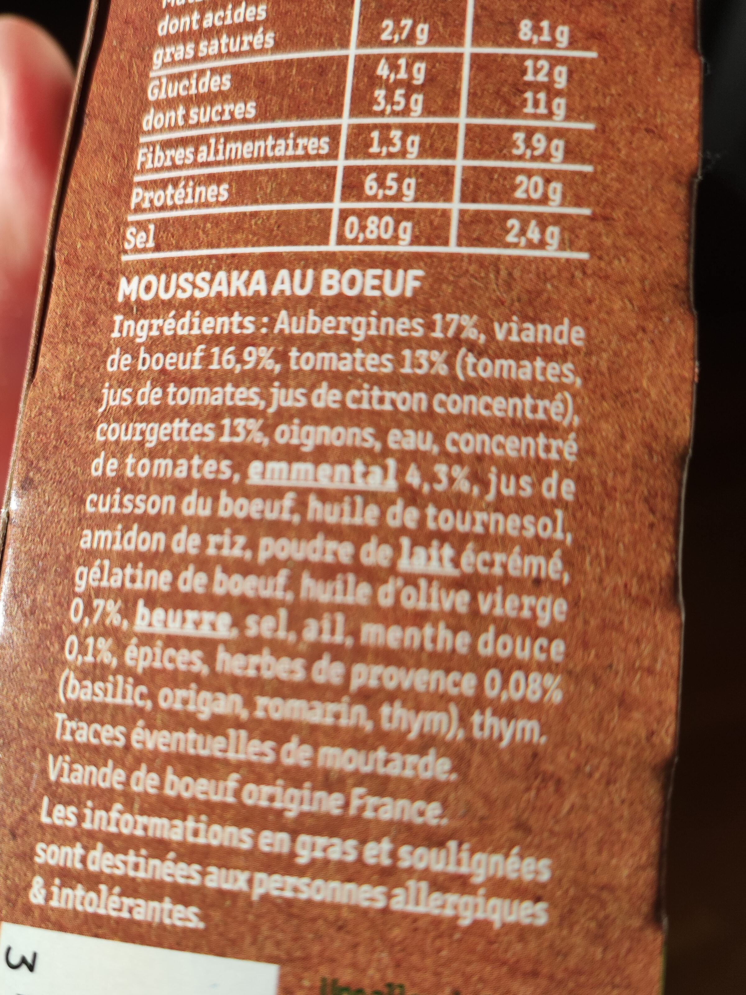 La Moussaka Boeuf & Aubergines avec une touche de menthe douce - Ingredients - fr