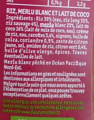 Le Poisson au lait de coco et son duo de riz - المكونات - fr