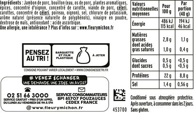 Le Supérieur -25% de Sel - Conservation sans Nitrite - Ingredientes - fr