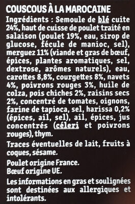 Le Couscous à la Marocaine et ses légumes - 成分 - fr