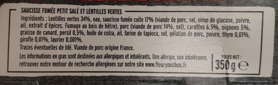 Le Petit Salé et ses Lentilles Vertes de Vendée - Ingrédients