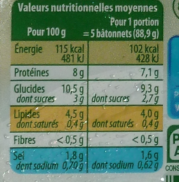 Le Bâtonnet Moelleux (18 Bâtonnets) - Voedingswaarden - fr