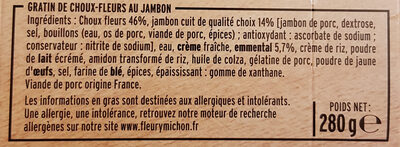 Gratin de Choux-Fleurs au Jambon & à l'emmental - Ingrediënten - fr