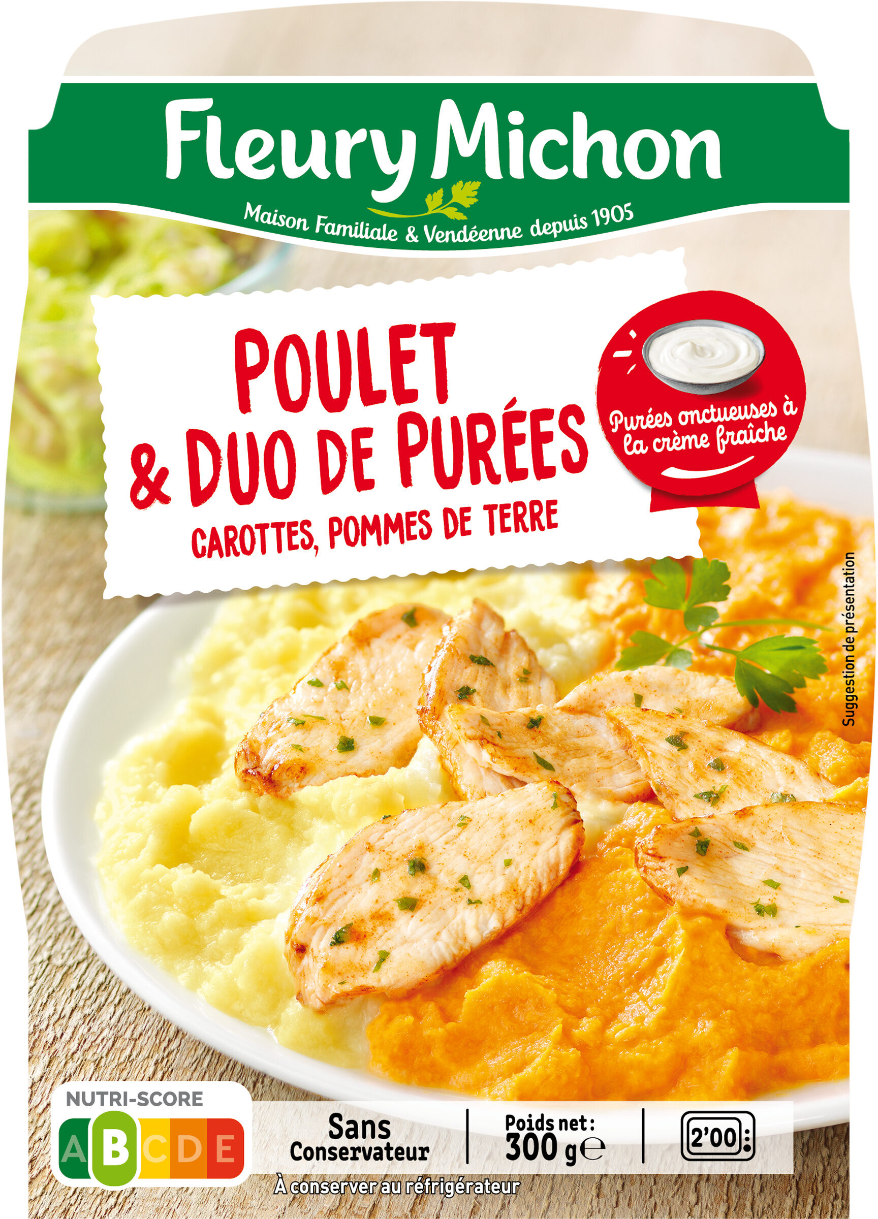 Poulet & duo de purées, carottes, pommes de terre - Produit