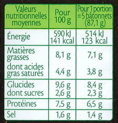 le Gourmand Saumon (14 Bâtonnets) - Voedingswaarden - fr