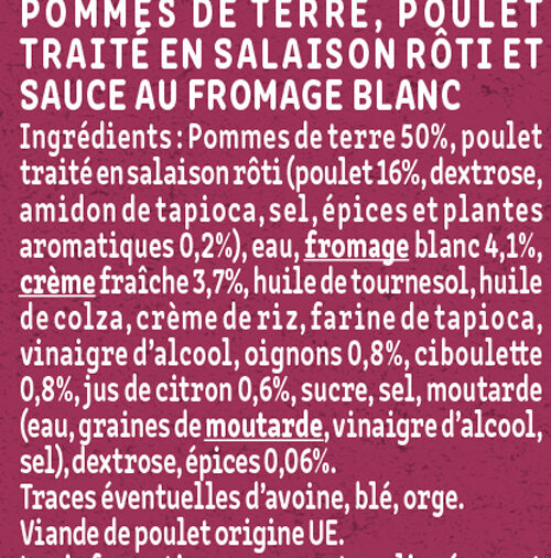 Le Poulet Rôti Potatoes et sa sauce blanche - Ingredienser - fr