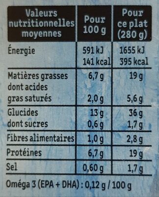 Risotto au saumon & épinards à la crème - Nutrition facts - fr