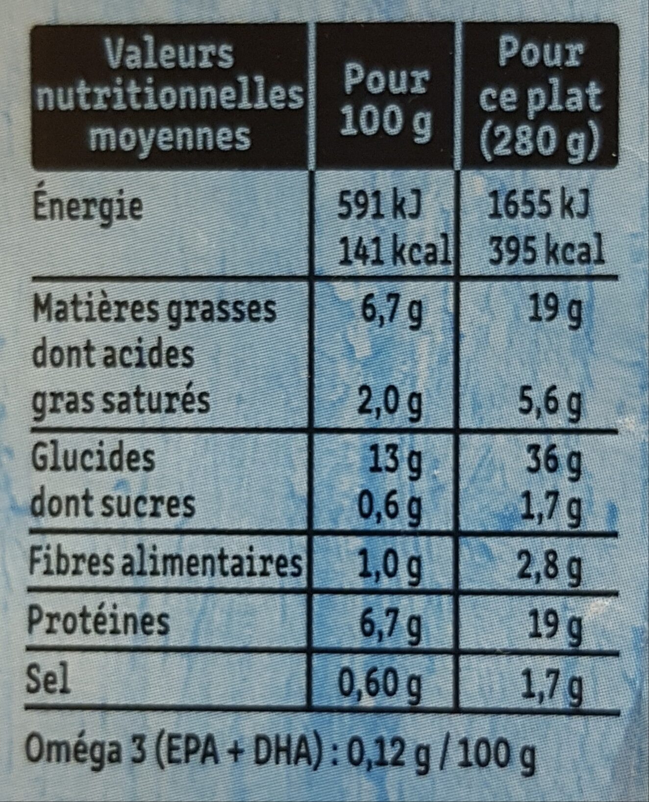 Risotto au saumon & épinards à la crème - Nutrition facts - fr