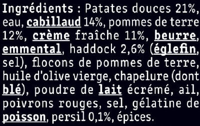 Le parmentier de cabillaud et haddock et purée de patates douces - Ingrediënten - fr