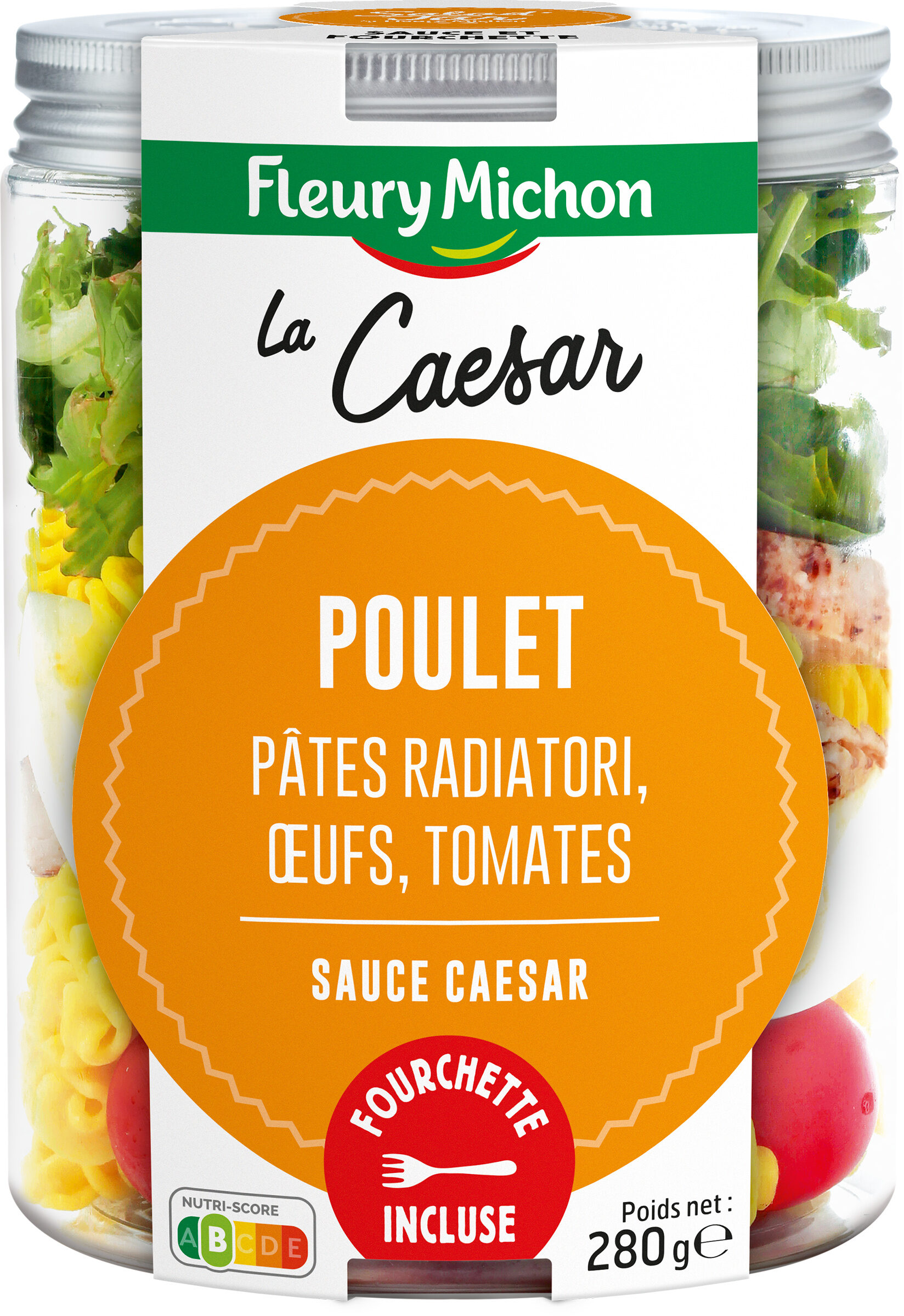 SALAD JAR - La Caesar - Poulet, pâtes radiatori, oeufs, tomates, sauce Caesar - Produit