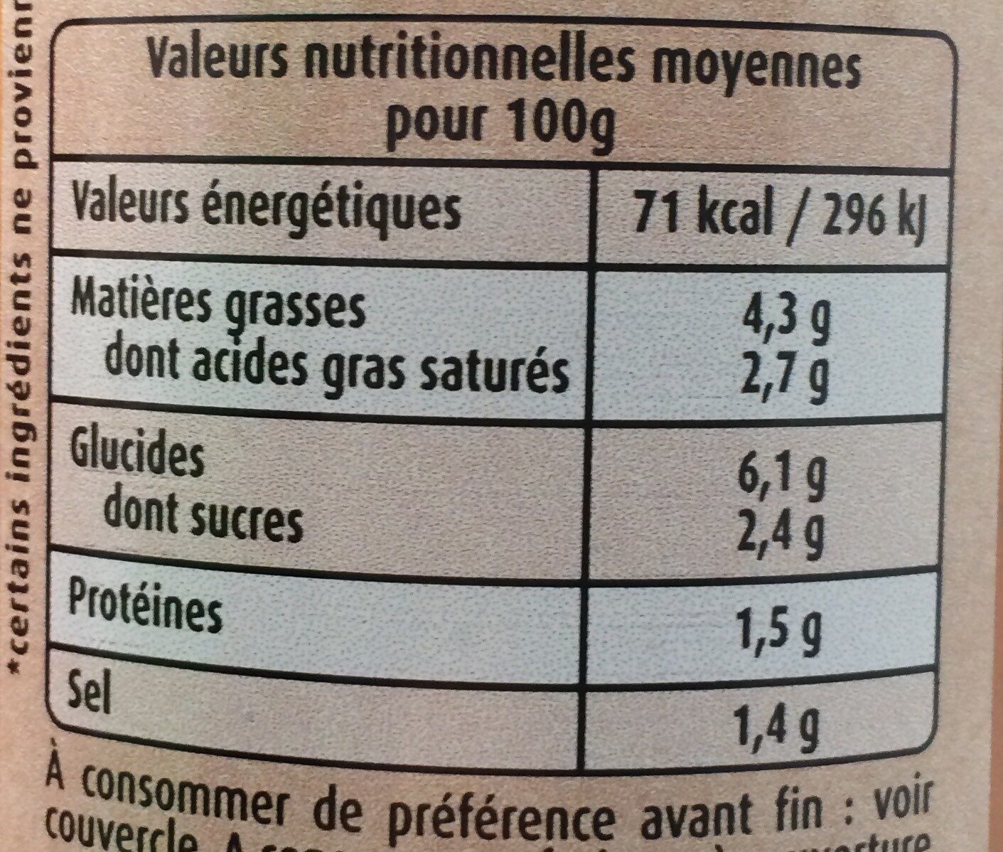 Sauce Homardine - Nutrition facts - fr